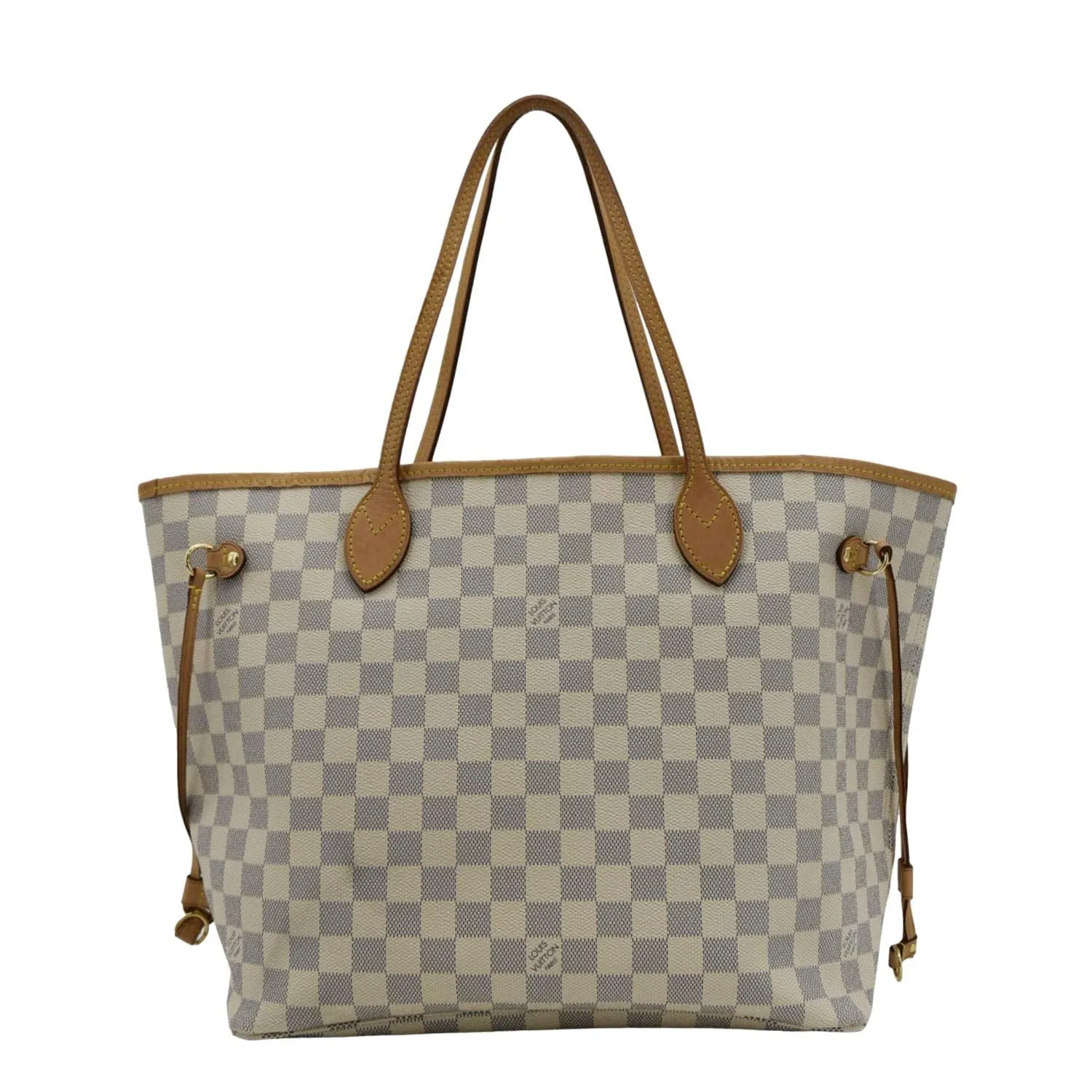 LOUIS VUITTON Neverfull MM Damier Azur Shoulder Bag Rose Ballerine