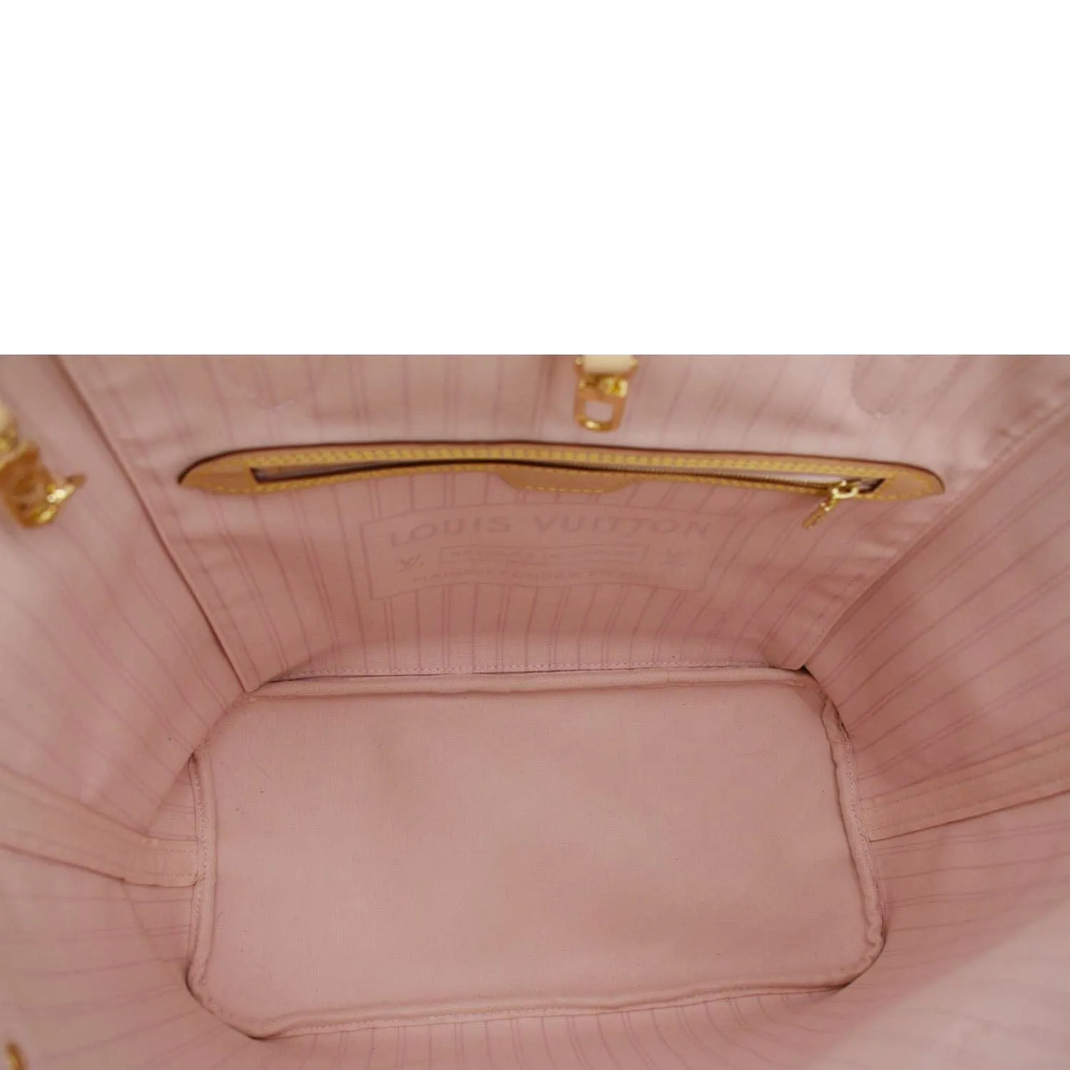 LOUIS VUITTON Neverfull MM Damier Azur Shoulder Bag Rose Ballerine