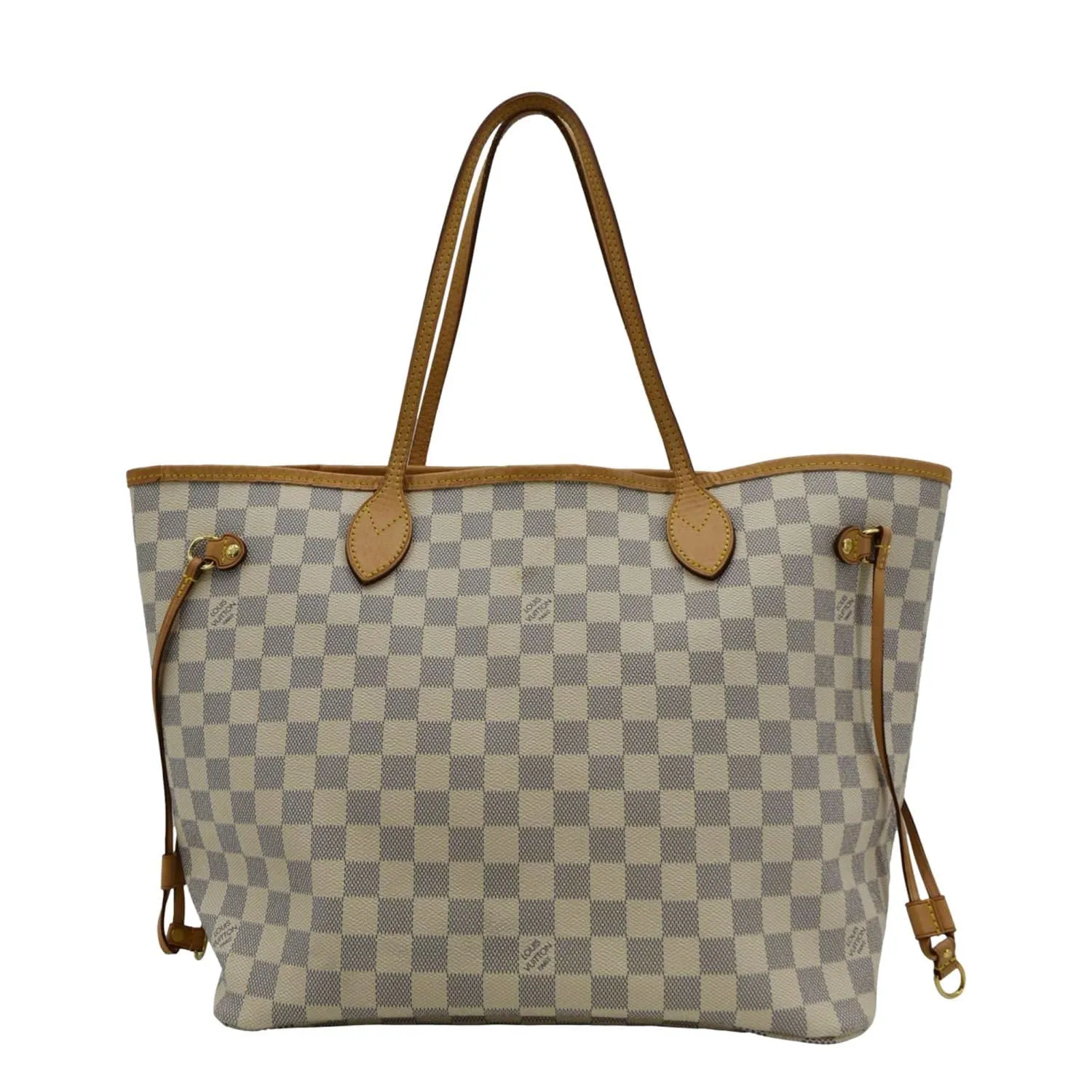 LOUIS VUITTON Neverfull MM Damier Azur Shoulder Bag Rose Ballerine