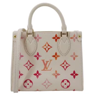 LOUIS VUITTON Onthego BB Giant Monogram Empreinte Leather Tote Shoulder Bag Cream