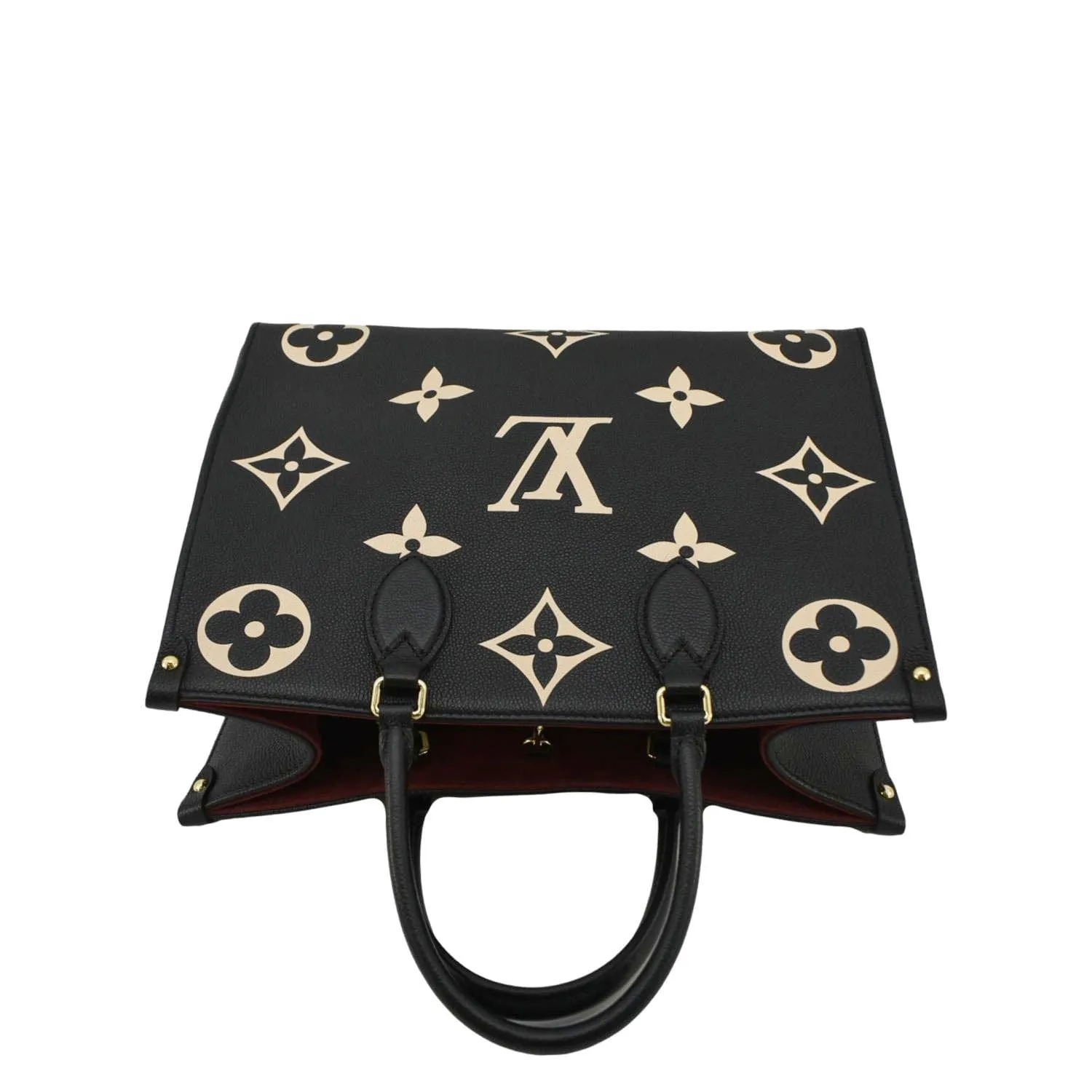 LOUIS VUITTON Onthego MM Giant Monogram Empreinte Leather Tote Bag Bicolor