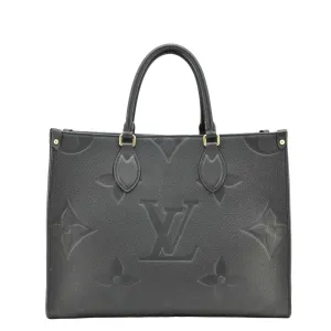 LOUIS VUITTON Onthego MM Giant Monogram Empreinte Leather Tote Bag Black