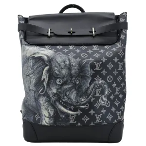 LOUIS VUITTON Steamer Savane Monogram Chapman Canvas Backpack Bag Navy Blue