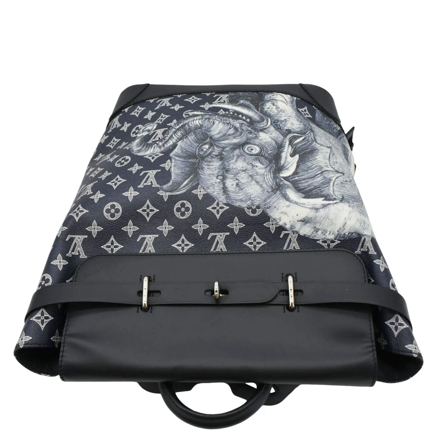 LOUIS VUITTON Steamer Savane Monogram Chapman Canvas Backpack Bag Navy Blue