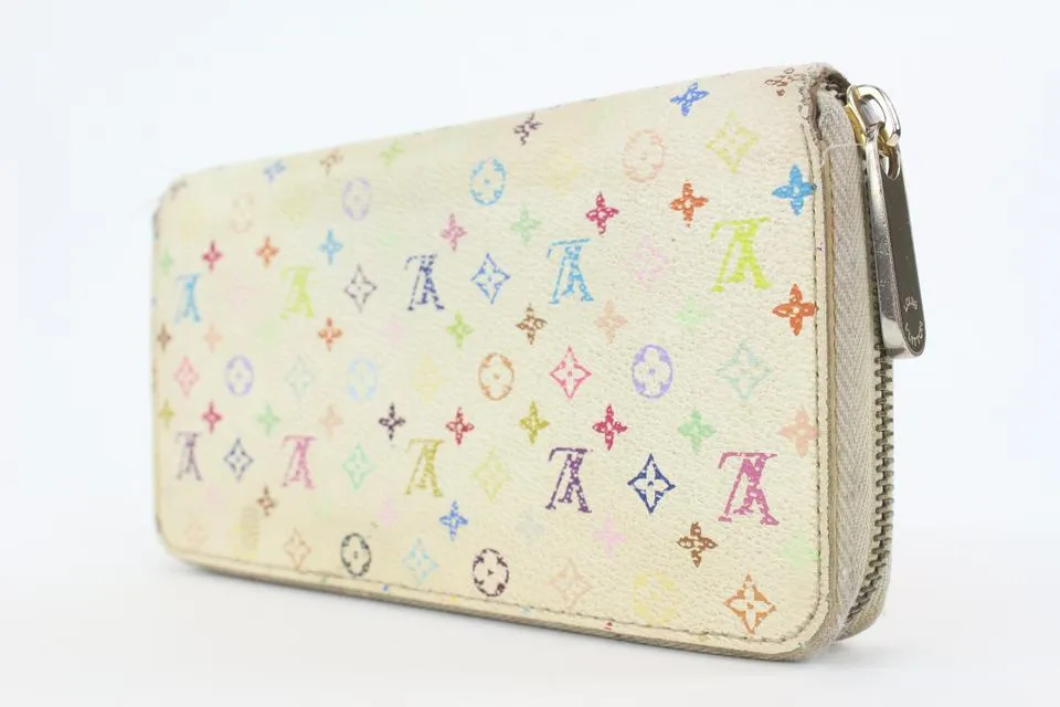 Louis Vuitton White Monogram Multicolor Zippy Wallet Zip Around 1lvs17