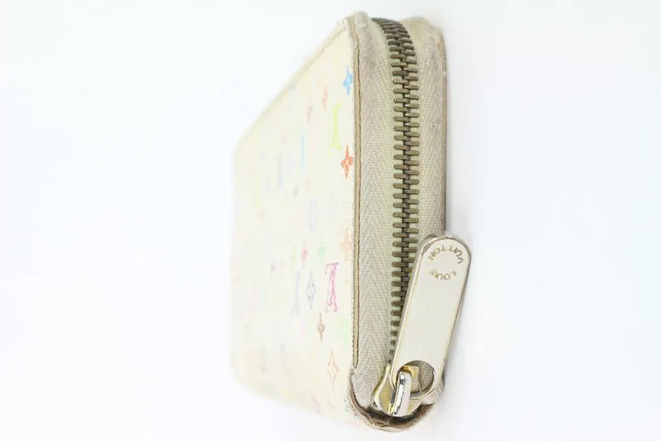 Louis Vuitton White Monogram Multicolor Zippy Wallet Zip Around 1lvs17