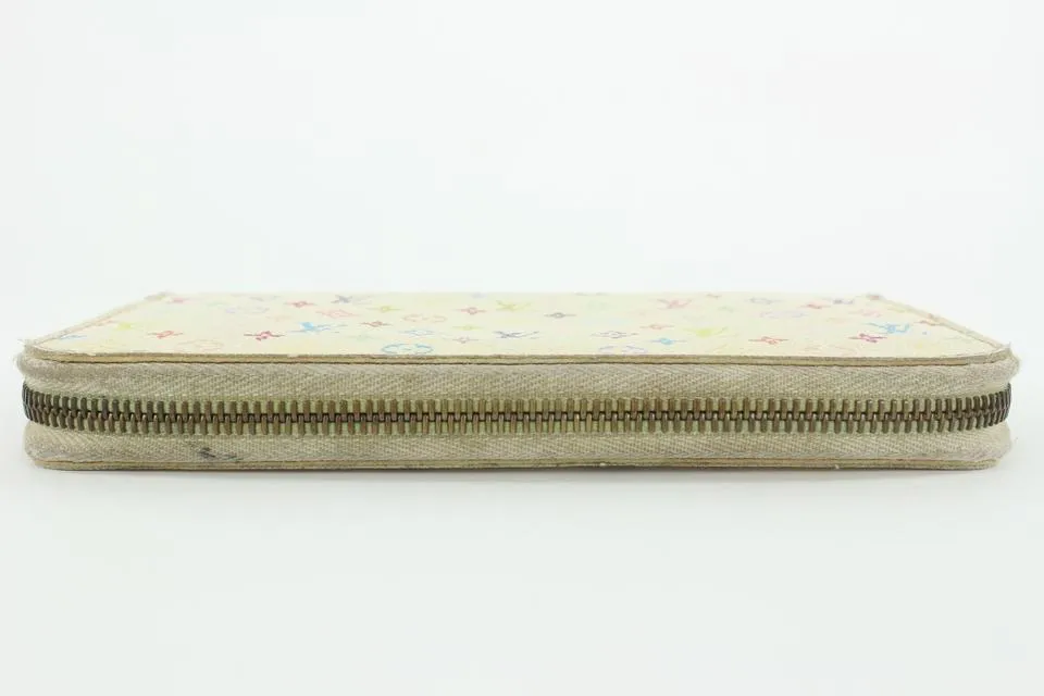 Louis Vuitton White Monogram Multicolor Zippy Wallet Zip Around 1lvs17