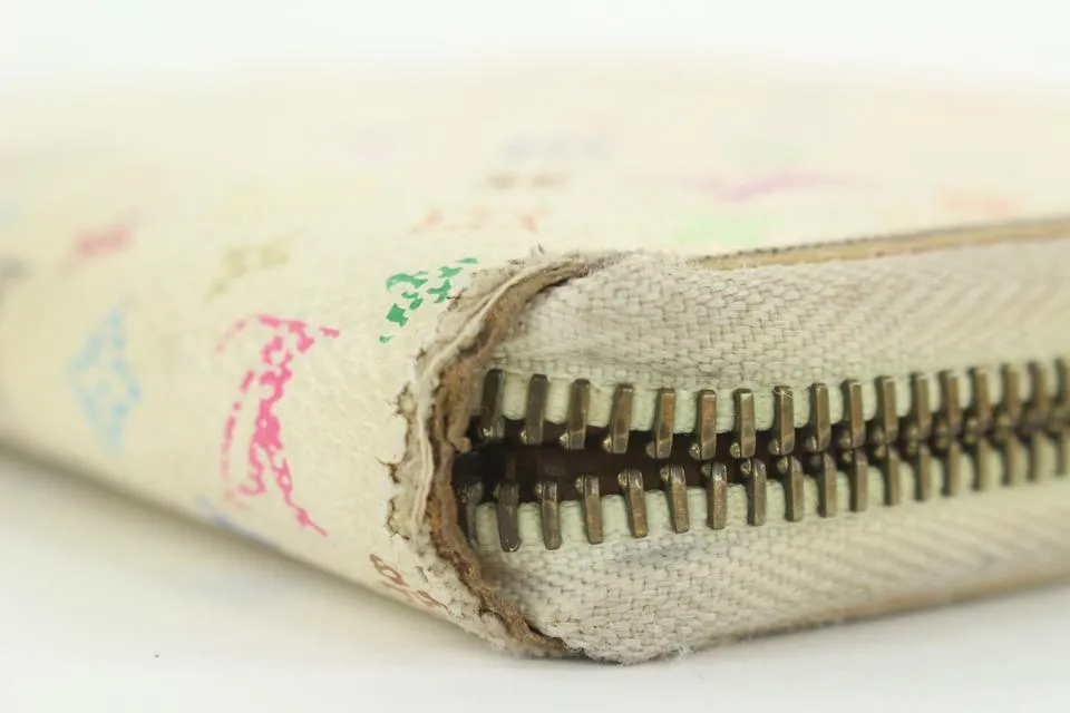 Louis Vuitton White Monogram Multicolor Zippy Wallet Zip Around 1lvs17