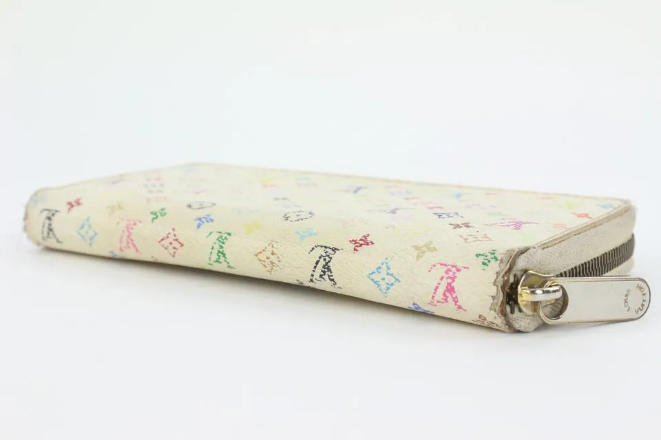 Louis Vuitton White Monogram Multicolor Zippy Wallet Zip Around 1lvs17