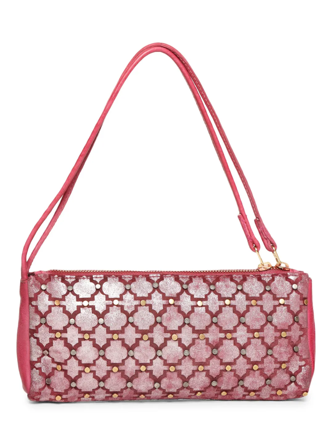 LUMINOSA: Red Leather clutch Bag By Art N Vintage