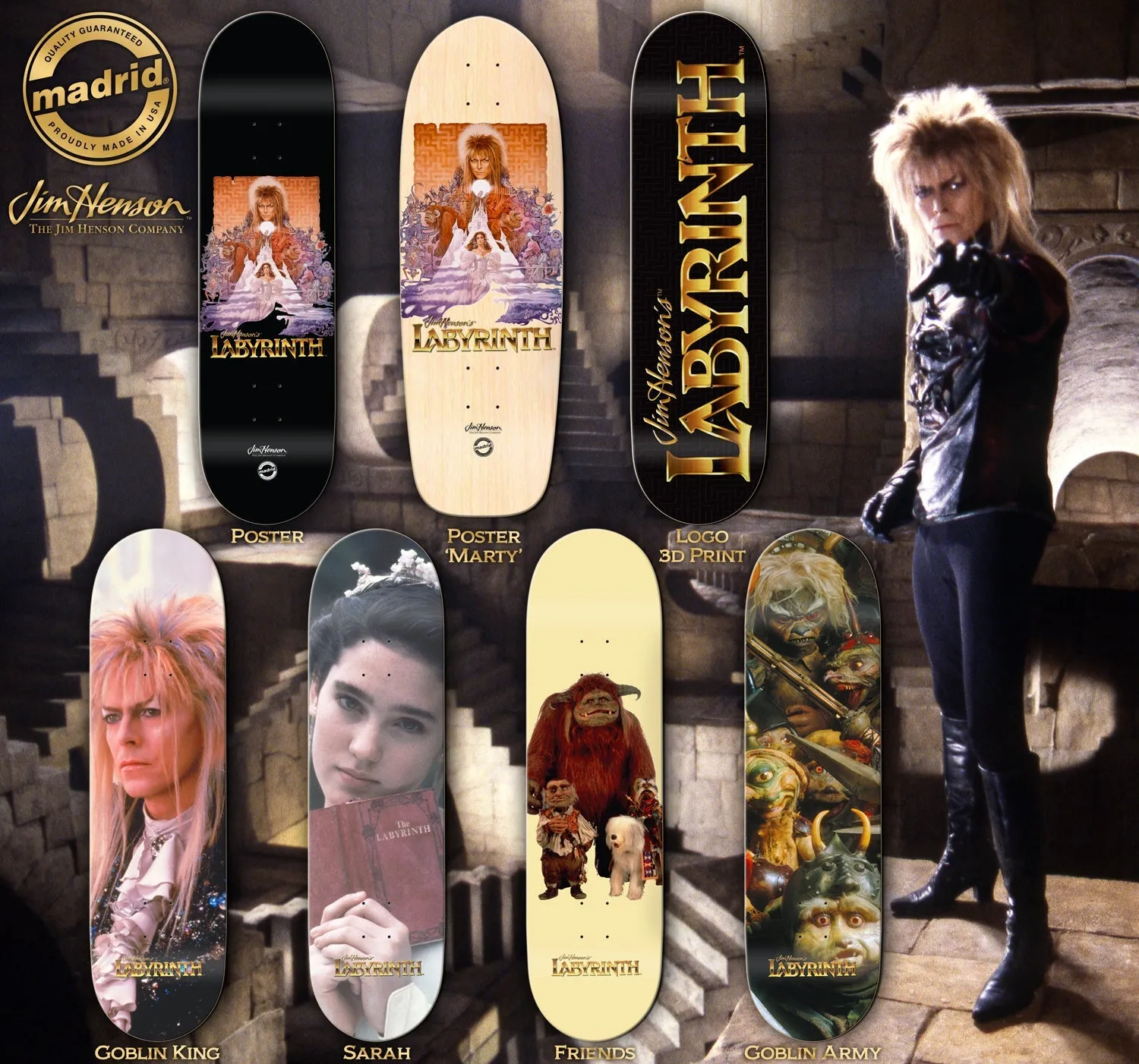 Madrid x Jim Henson's Labyrinth Goblin Army Skateboard Deck