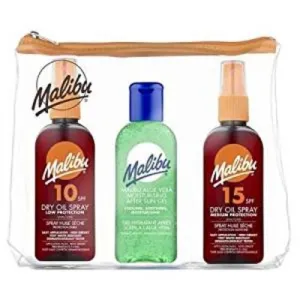 Malibu Travel Pack SPF15 & 10 Dry Oil Spray, Aloe Vera After Sun Gel,