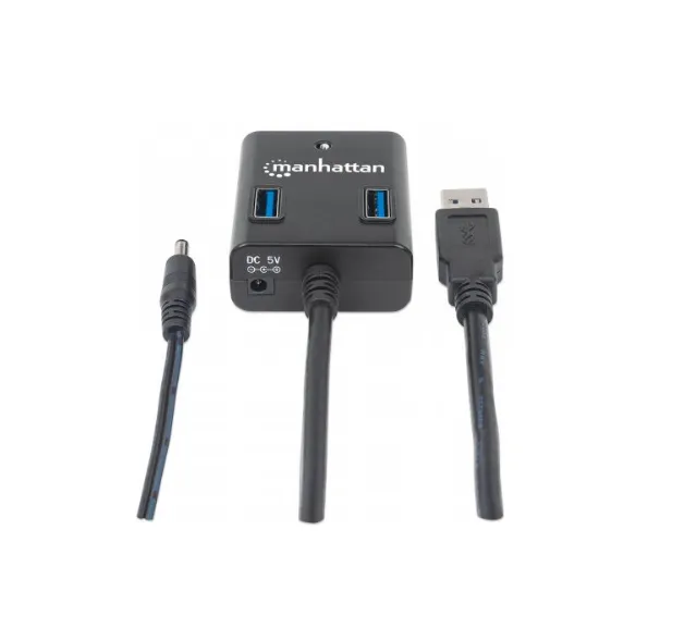 Manhattan 162302 Hub Usb V3.0 4 Puertos Con Fuente Negro