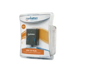 Manhattan 162302 Hub Usb V3.0 4 Puertos Con Fuente Negro