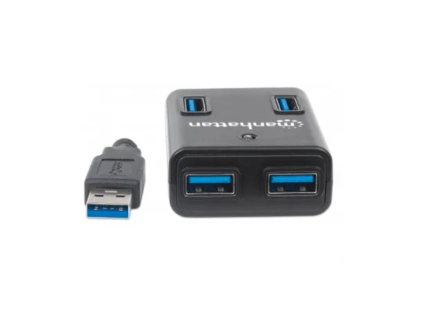 Manhattan 162302 Hub Usb V3.0 4 Puertos Con Fuente Negro