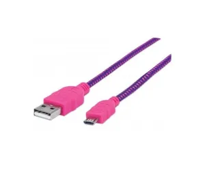 Manhattan 394048, Cable Usb 2.0 A Micro B 1.0 M Rosa/Morado
