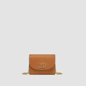 MCM MINI MODE TRAVIA TRIFOLD CHAIN WALLET COGNAC