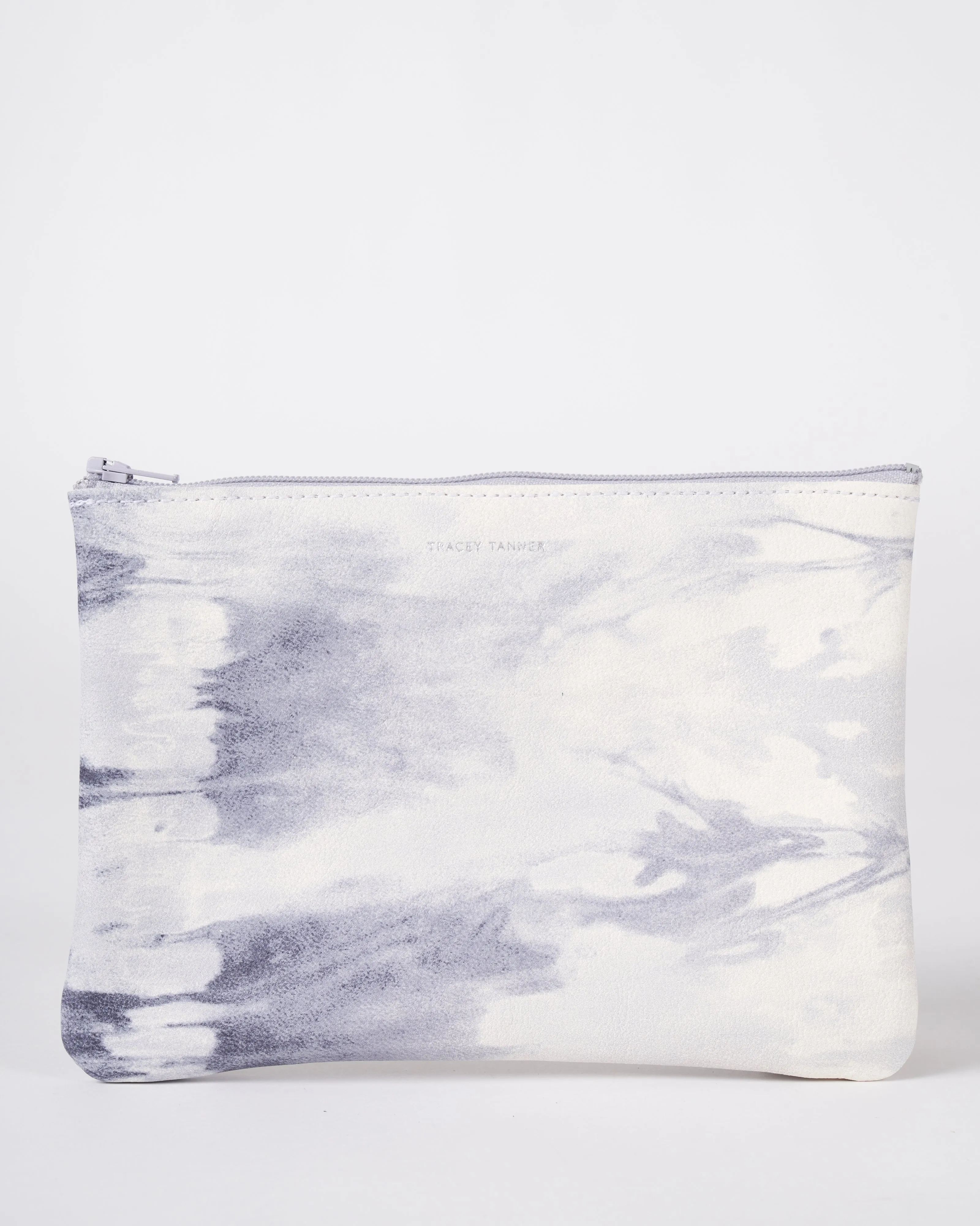 medium zip pouch - tie dye grey