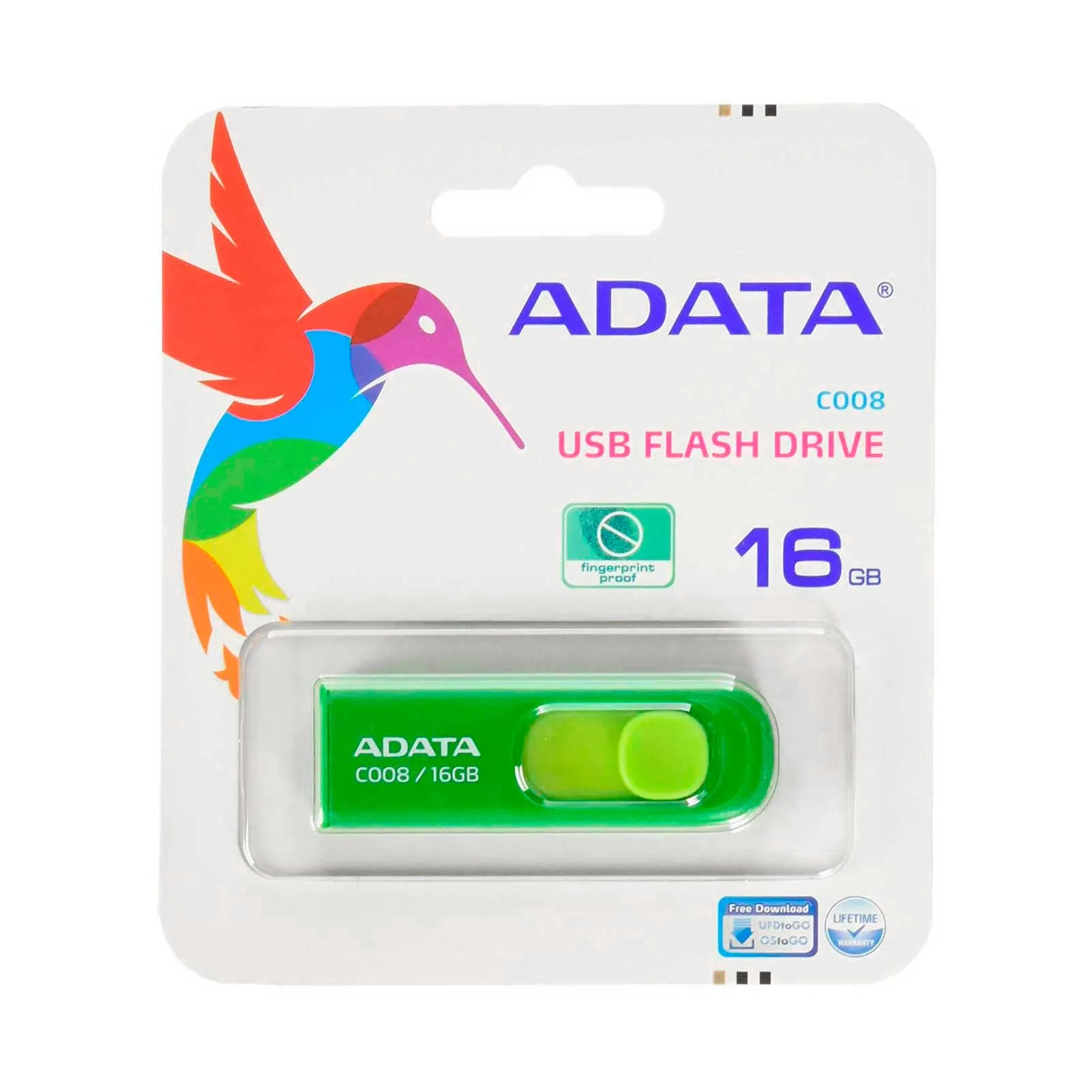 Memoria Usb Adata C008 Retráctil 16gb Verde