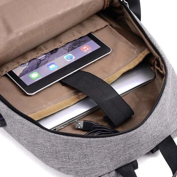 Men Fashion Business Laptop Backpack Student Notebook School Bag with USB Port