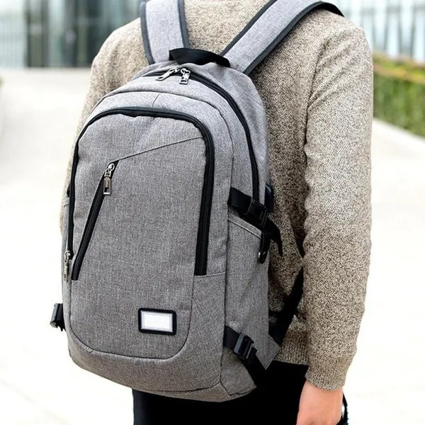 Men Fashion Business Laptop Backpack Student Notebook School Bag with USB Port