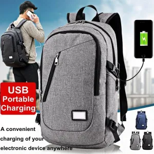 Men Fashion Business Laptop Backpack Student Notebook School Bag with USB Port
