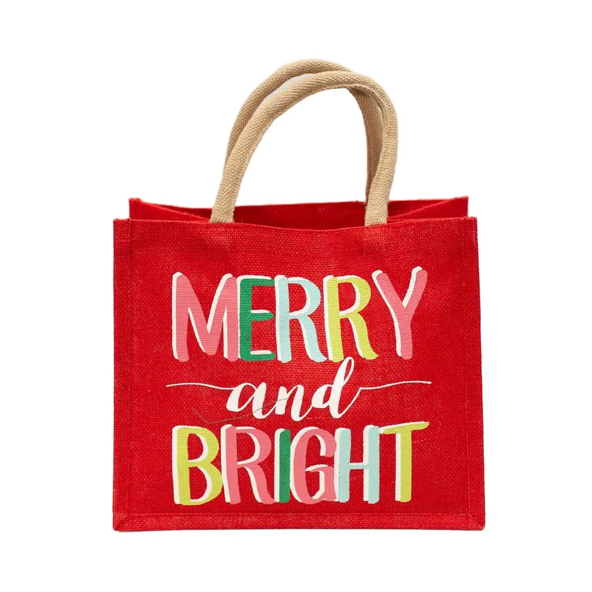Merry & Bright Gift Tote  Red/Multi 12x10x8