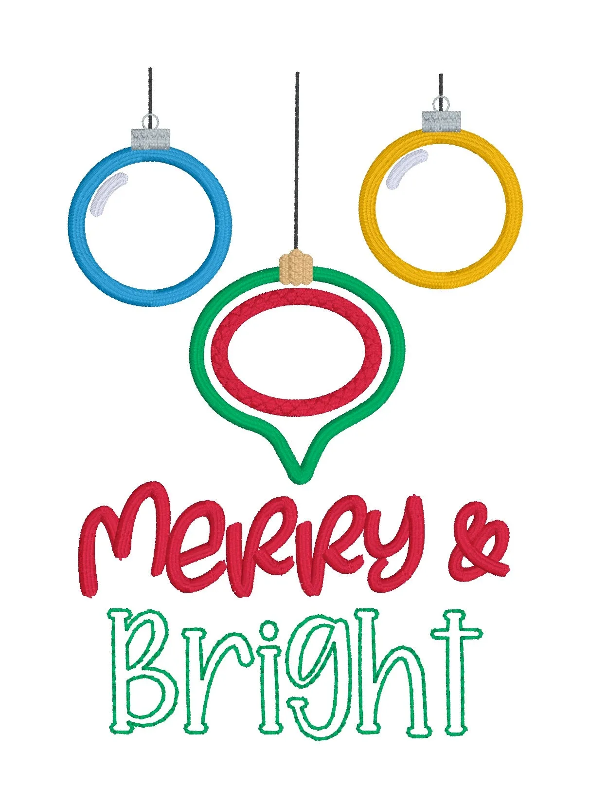 Merry and Bright applique machine embroidery design (4 sizes included) DIGITAL DOWNLOAD