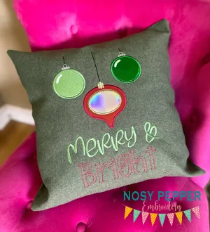 Merry and Bright applique machine embroidery design (4 sizes included) DIGITAL DOWNLOAD