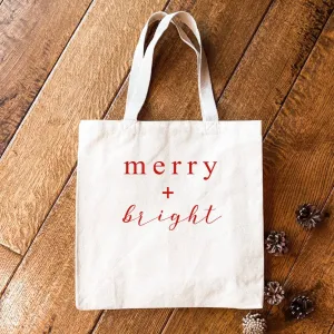 Merry   Bright Script - Christmas Tote Bag
