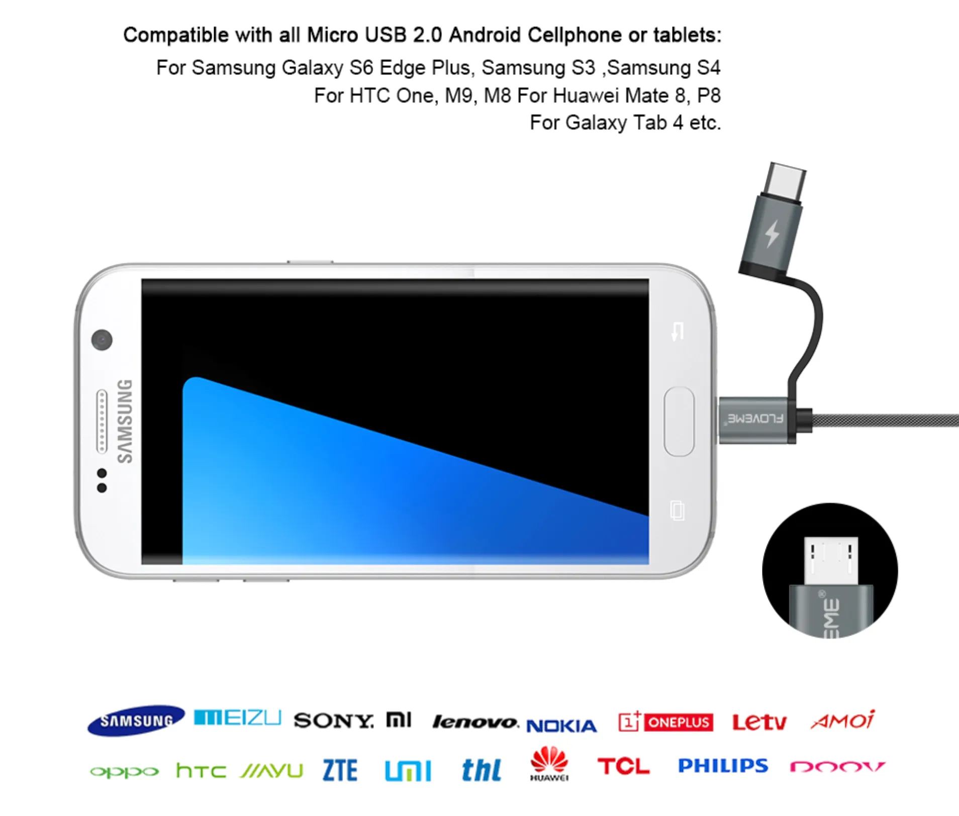 Micro USB   Tipo-C Kevlar Cable USB Cargador rápido QC 3.0 USB-C Móvil Smart phone