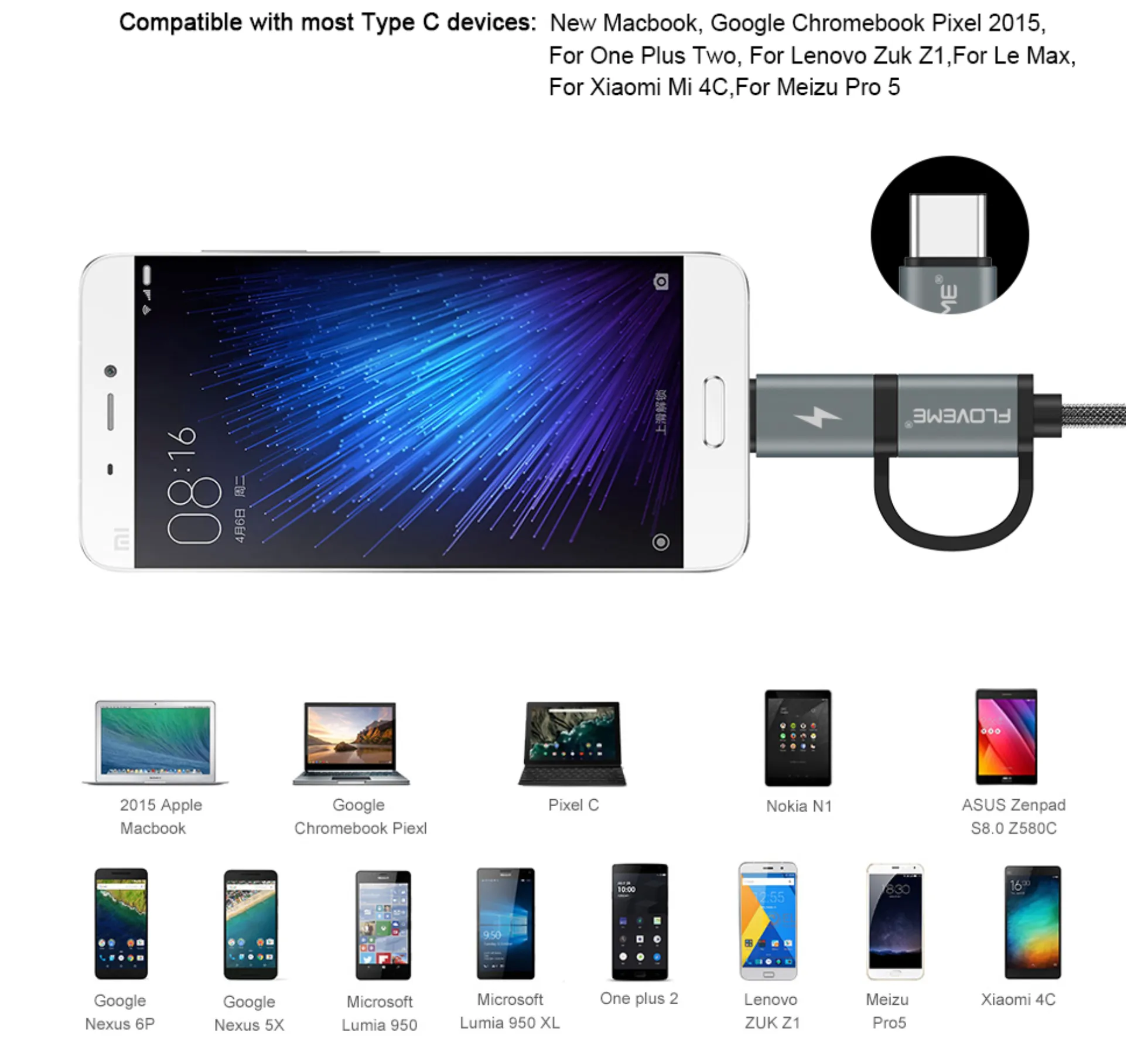 Micro USB   Tipo-C Kevlar Cable USB Cargador rápido QC 3.0 USB-C Móvil Smart phone
