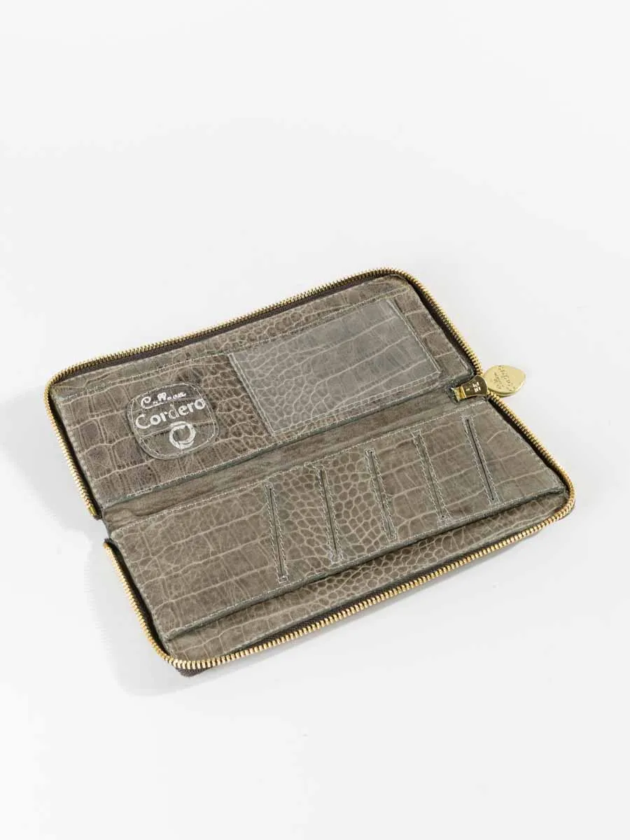 mila wallet - grey croc