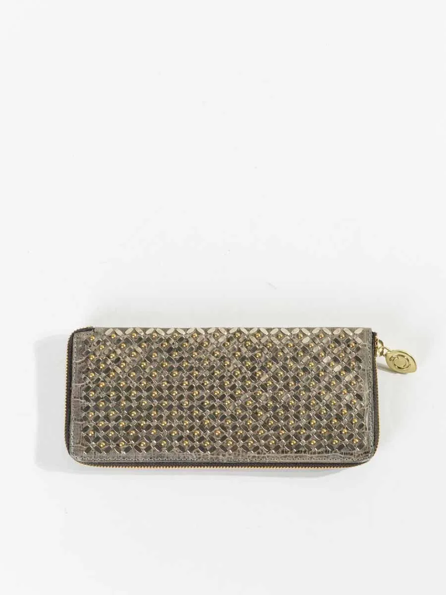 mila wallet - grey croc