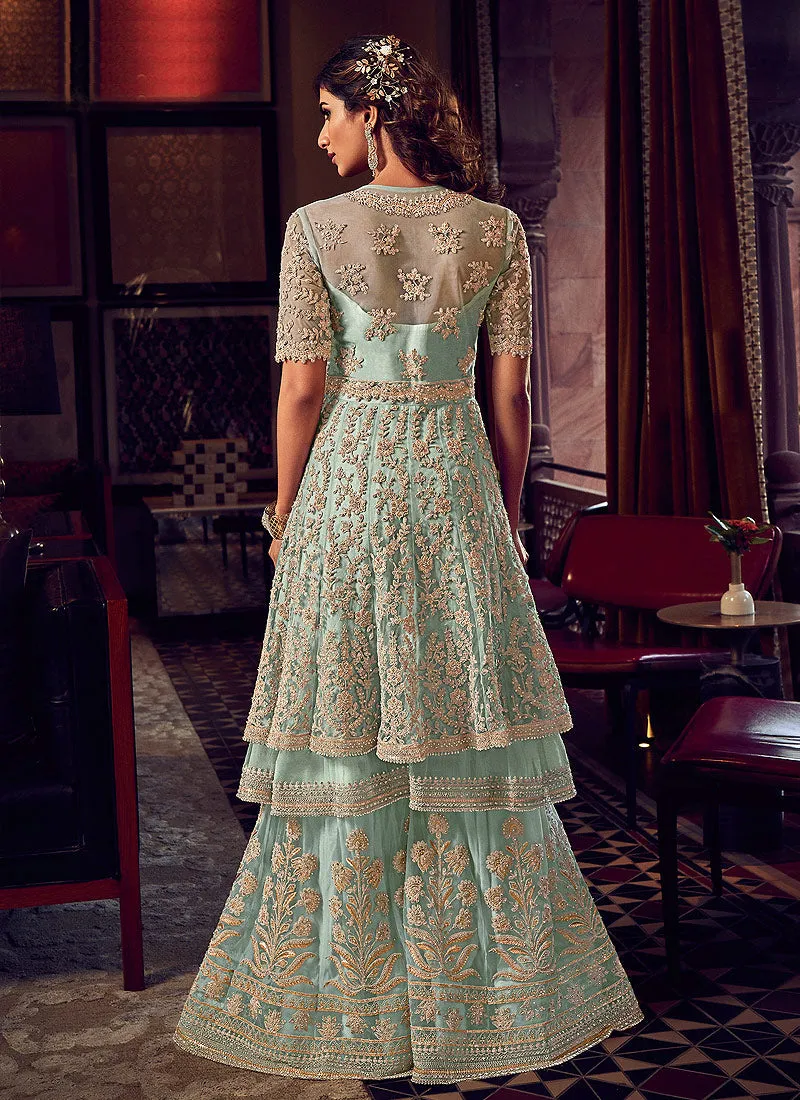 Mint Green Traditional Sharara Suit