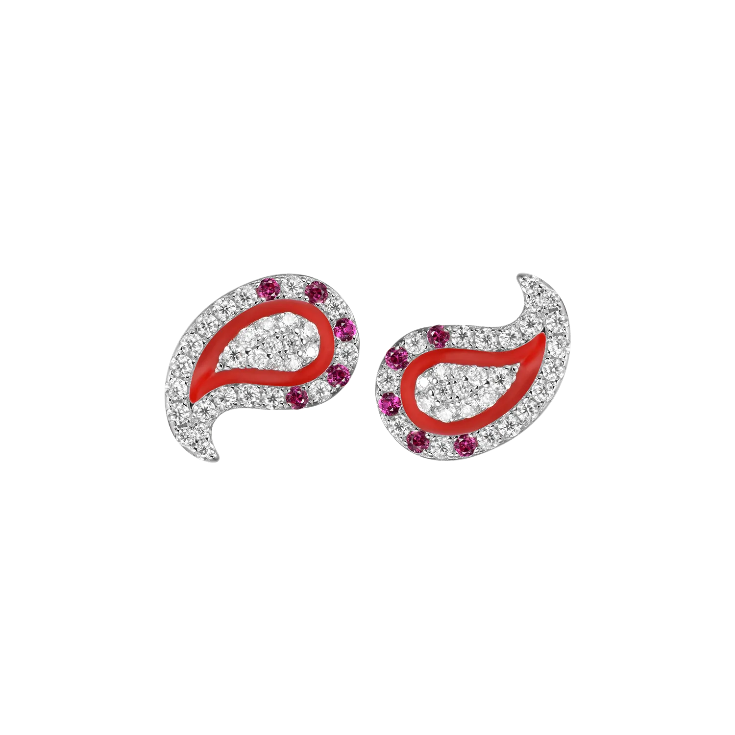 Moissanite Paisley Stud Earrings - Pair