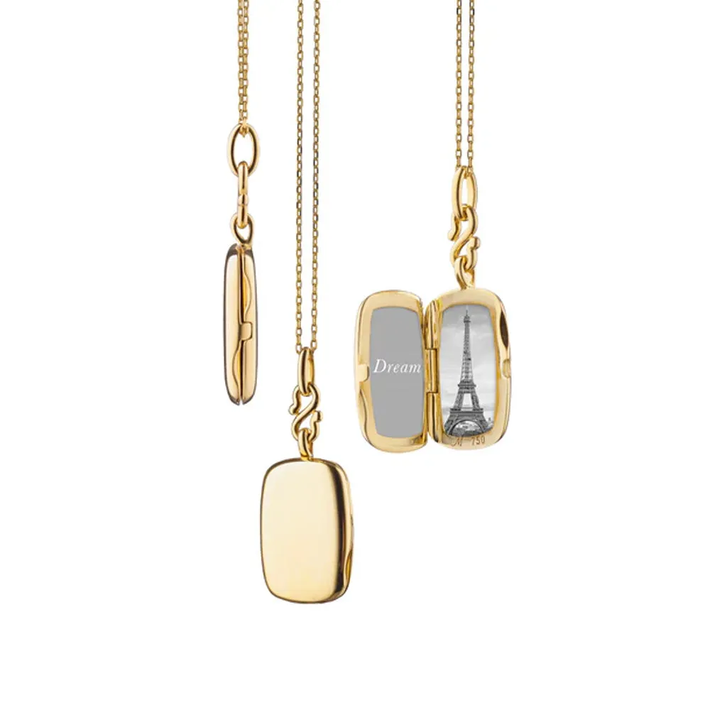 Monica Rich Kosann Slim "Britt" Gold Locket Necklace in 18K Yellow Gold