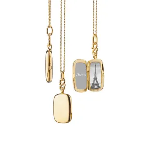 Monica Rich Kosann Slim "Britt" Gold Locket Necklace in 18K Yellow Gold