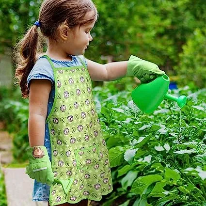 Montessori 7 Piece Sand Pit Set & Garden Toy Tool Set | Apron | Can | Gloves | Tools | 3 years 