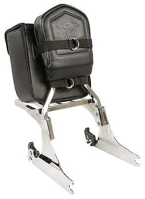 MOTORCYCLE MOTORBIKE BRAIDED PVC SISSY BAR TRAVEL BAG WITH CONCHO NEW