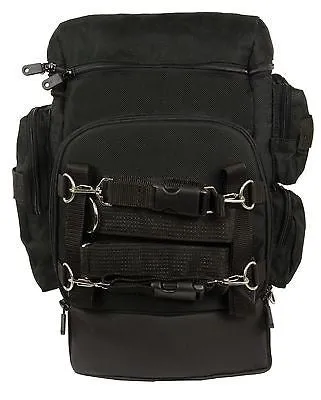 MOTORCYCLE NYLON SISSY T BAR BAG TRAVEL PLAIN LUGGAGE NEW WATERPROOF W/RAINCOVER
