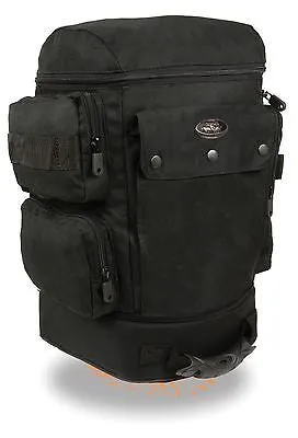MOTORCYCLE NYLON SISSY T BAR BAG TRAVEL PLAIN LUGGAGE NEW WATERPROOF W/RAINCOVER