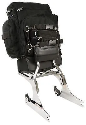 MOTORCYCLE NYLON SISSY T BAR BAG TRAVEL PLAIN LUGGAGE NEW WATERPROOF W/RAINCOVER