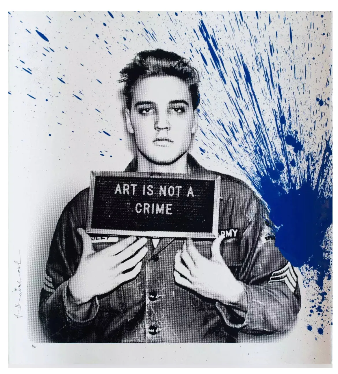 Mr. Brainwash: Elvis (blue), 2019 Silkscreen with hand spray.