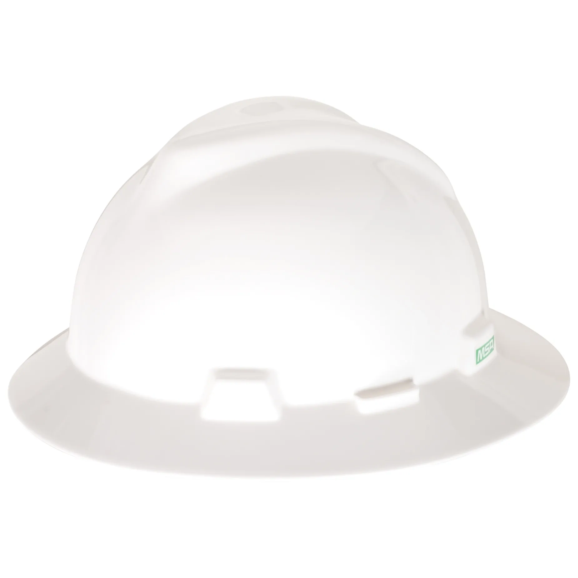 MSA V-Gard Slotted Full-Brim Hat, White, with Fas-Trac III Suspension, 475369