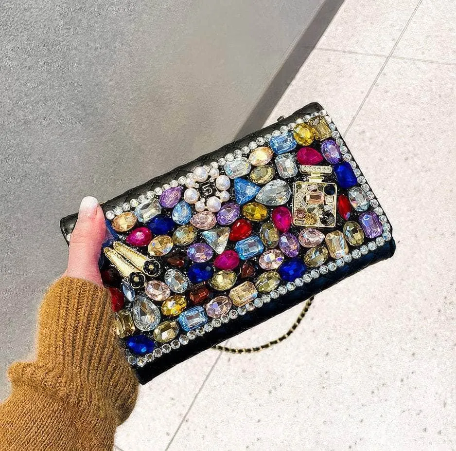 Multistone Crystal Luxury Perfume Lippie Deco Purse