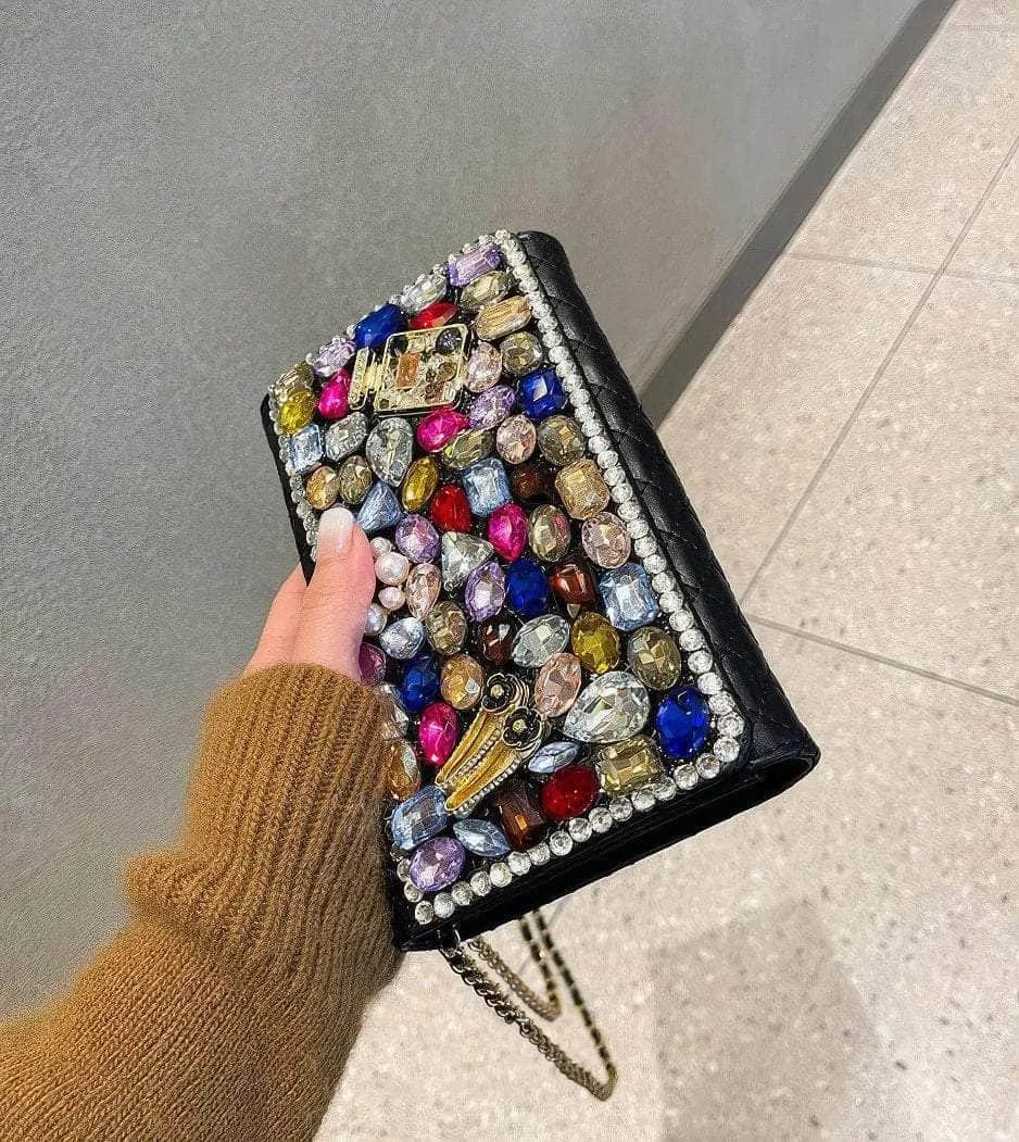 Multistone Crystal Luxury Perfume Lippie Deco Purse