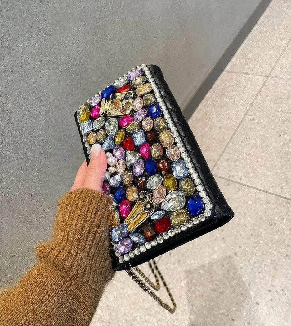 Multistone Crystal Luxury Perfume Lippie Deco Purse