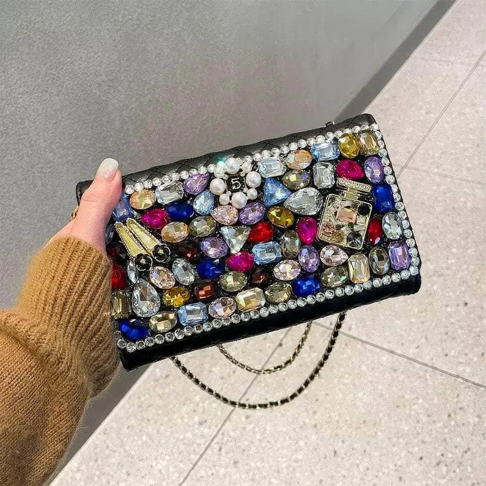 Multistone Crystal Luxury Perfume Lippie Deco Purse