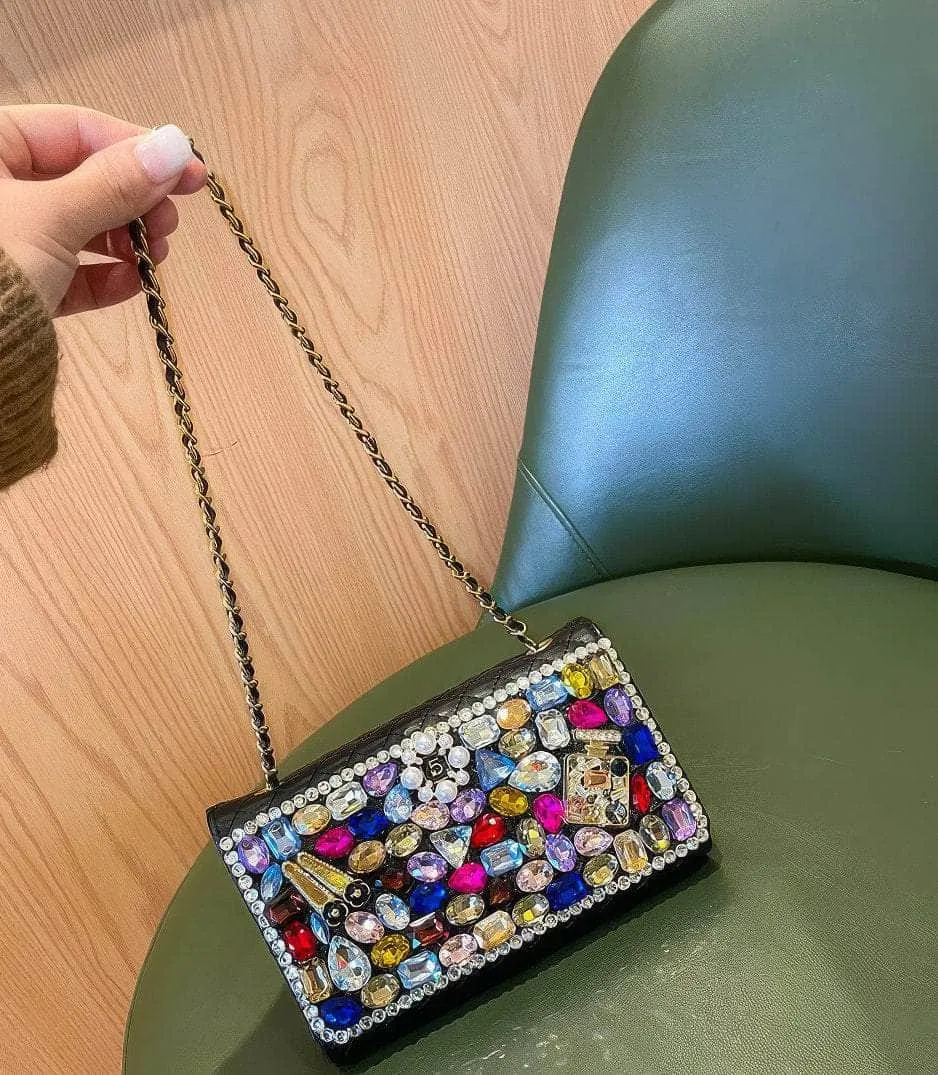 Multistone Crystal Luxury Perfume Lippie Deco Purse
